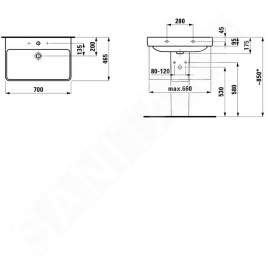 Laufen Pro S - Lavabo, 700x465 mm, 1 trou pour robinetterie, avec LCC, blanc H8109674001041