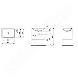 Laufen Pro A - Lavabo 550x380 mm, sans trou pour robinetterie, blanc H8119630001091
