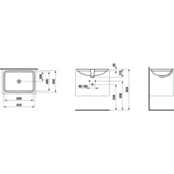 Laufen Pro A - Lavabo, 600x400 mm, sans trou pour mitigeur, avec LCC, blanc H8119654001091