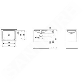 Laufen Pro A - Lavabo, 550x380 mm, sans trou pour robinetterie, avec LCC, blanc H8119684001091