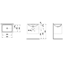 Laufen Pro A - Lavabo 550x380 mm, sans trou pour robinetterie, blanc H8119680001091