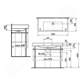 Laufen Pro S - Lavabo 1050x460 mm, sans trou pour robinet, avec LCC, blanc H8139664001091