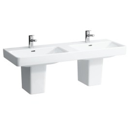 Laufen Pro S - Double-lavabo 1300x460 mm, 6 trous pour robinetterie, blanc H8149680001081