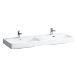 Laufen Pro S - Double-lavabo 1300x460 mm, 2 trous pour robinetterie, avec LCC, blanc H8149684001041