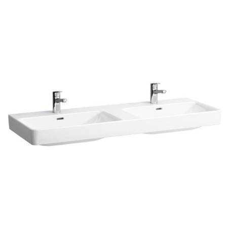 Laufen Pro S - Double-lavabo 1300x460 mm, 2 trous pour robinetterie, avec LCC, blanc H8149684001041
