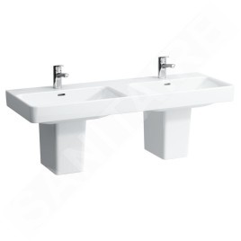 Laufen Pro S - Double-lavabo 1300x460 mm, 2 trous pour robinetterie, blanc H8149680001041