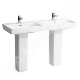 Laufen Pro S - Double-lavabo 1300x460 mm, 2 trous pour robinetterie, blanc H8149680001041