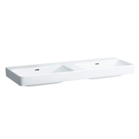Laufen Pro S - Double-lavabo 1300x460 mm, sans trou pour robinetterie, avec LCC, blanc H8149684001091