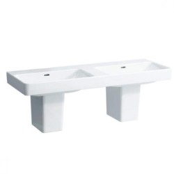 Laufen Pro S - Double-lavabo 1300x460 mm, sans trou pour robinetterie, avec LCC, blanc H8149684001091