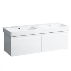 Laufen Pro S - Double-lavabo 1300x460 mm, sans trou pour robinetterie, avec LCC, blanc H8149684001091
