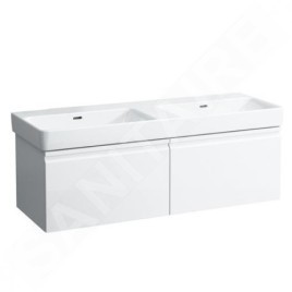 Laufen Pro S - Double-lavabo 1300x460 mm, sans trou pour robinetterie, blanc H8149680001091