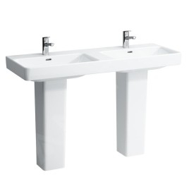 Laufen Pro S - Double-lavabo 1300x460 mm, 6 trous pour robinetterie, avec LCC, blanc H8149684001081
