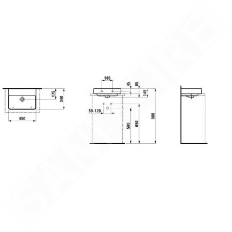Laufen Pro S - Lave-mains, 450x340 mm, sans trou pour mitigeur, avec LCC, blanc H8169614001091