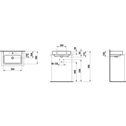 Laufen Pro S - Lavabo Compact, 550x380 mm, 1 trou pour robinetterie, avec LCC, blanc H8179584001041