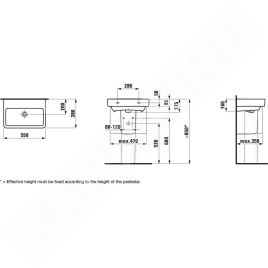 Laufen Pro S - Lavabo Compact, 550x380 mm, sans trou pour robinetterie, avec LCC, blanc H8179584001091