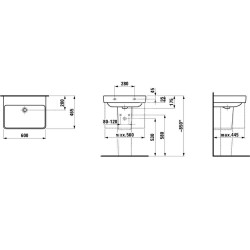 Laufen Pro S - Lavabo, 600x465 mm, sans trou pour robinetterie, avec LCC, blanc H8169634001091