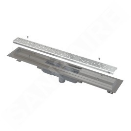 Alcadrain Douchegoten - Bac à douche Antivandal Low 750 mm, avec grille, écoulement vertical, tapis en acier inoxydable