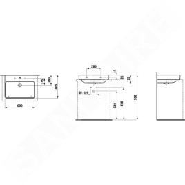 Laufen Pro S - Lavabo, 600x465 mm, 1 trou pour robinetterie, sans trop-plein, blanc H8169630001561
