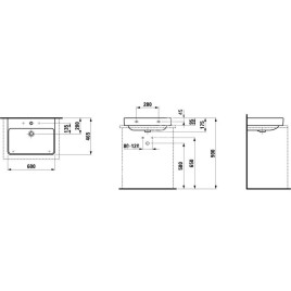 Laufen Pro S - Lavabo, 600x465 mm, 3 trou pour robinetterie, avec LCC, blanc H8169634001081