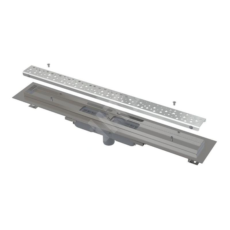 Alcadrain Douchegoten - Receveur de douche Antivandal Low 1050 mm, avec grille, écoulement vertical, acier inoxydable brillant