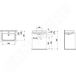 Laufen Pro S - Lavabo, 650x465 mm, 3 trou pour robinetterie, avec LCC, blanc H8169644001081