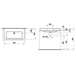 Laufen Pro S - Lavabo 850x460 mm, sans trou pour robinetterie, blanc H8169650001091