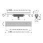 Alcadrain Douchegoten - Receveur de douche Antivandal Low 1150 mm, avec grille, écoulement vertical, acier inoxydable brillant