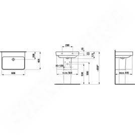 Laufen Pro S - Lavabo, 600x465 mm, sans trou pour robinetterie, blanc H8169630001091