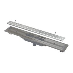 Alcadrain Douchegoten - Bac à douche Antivandal Low 1050 mm, avec grille, écoulement vertical, tapis en acier inoxydable