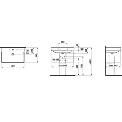Laufen Pro S - Lavabo, 700x465 mm, 1 trou pour robinetterie, avec LCC, blanc H8169674001041