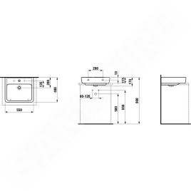 Laufen Pro - Lavabo, 550x480 mm, 1 trou pour robinetterie, blanc H8179510001041