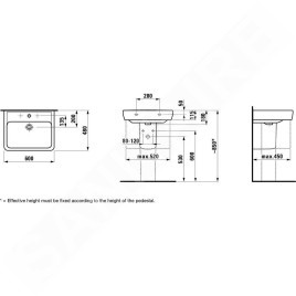 Laufen Pro - Lavabo, 600x480 mm, 1 trou pour robinetterie, avec LCC, blanc H8189524001041
