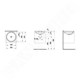 Laufen Pro A - Lavabo 420x420 mm, sans trou pour robinetterie, blanc H8189610001091