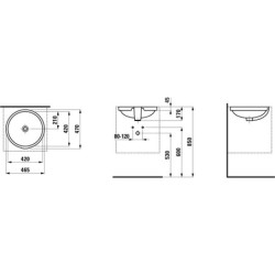 Laufen Pro - Lavabo 420x420 mm, sans trou pour robinetterie, blanc H8189620001091