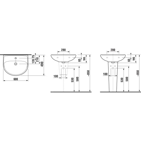 Jika Lyra plus - Lavabo 600x490 mm, avec trop-plein, blanc H8143830001091
