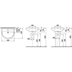 Jika Lyra plus - Lavabo, 650x520 mm, avec trop-plein, trou pour robinetterie, blanc H8143840001041