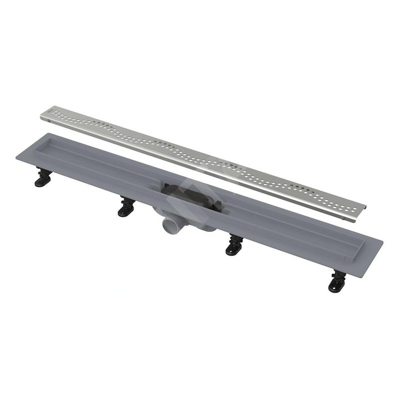 Alcadrain Douchegoten - Bac à douche Simple 550 mm, avec bord pour grille perforée, grille incluse, tapis en acier inoxydable