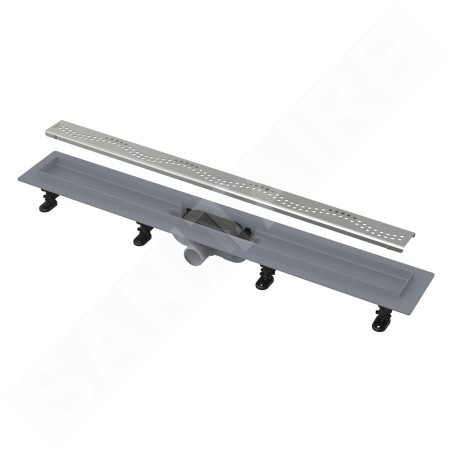 Alcadrain Douchegoten - Bac à douche Simple 550 mm, avec bord pour grille perforée, grille incluse, tapis en acier inoxydable
