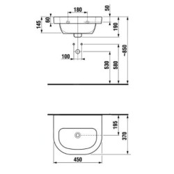 Jika Deep - Lave-mains 450x370 mm, avec trop-plein, blanc H8156140001091