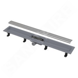 Alcadrain Douchegoten - Bac à douche Simple 650 mm, avec bord pour grille perforée, grille incluse, tapis en acier inoxydable