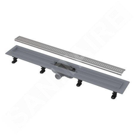 Alcadrain Douchegoten - Bac à douche Simple 650 mm, avec bord pour grille perforée, grille incluse, tapis en acier inoxydable