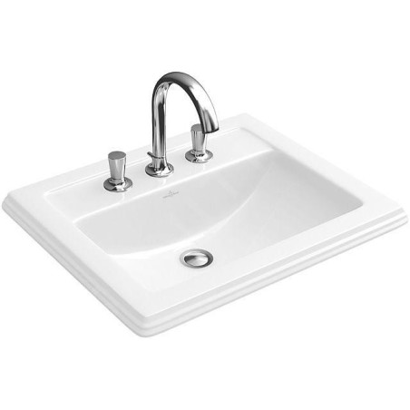 Villeroy & Boch Hommage - Lavabo avec trop-plein, 630 mm x 525 mm, avec Ceramicplus, blanc - lavabo un trou 710263R1