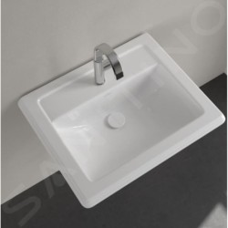 Villeroy & Boch Hommage - Lavabo avec trop-plein, 630 mm x 525 mm, avec Ceramicplus, blanc - lavabo un trou 710263R1