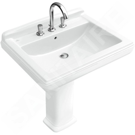 Villeroy & Boch Hommage - Lavabo avec trop-plein, 750 mm x 580 mm, avec Ceramicplus, blanc - lavabo un trou 710175R1