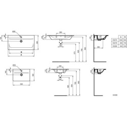 Ideal Standard Connect Air - Double lavabo d’ameublement, 1.040x460x160 mm, avec déversoir, avec Ideal Plus, blanc E0274MA