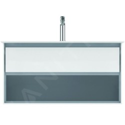 Ideal Standard Connect Air - Double lavabo d’ameublement, 1.040x460x160 mm, avec déversoir, avec Ideal Plus, blanc E0274MA