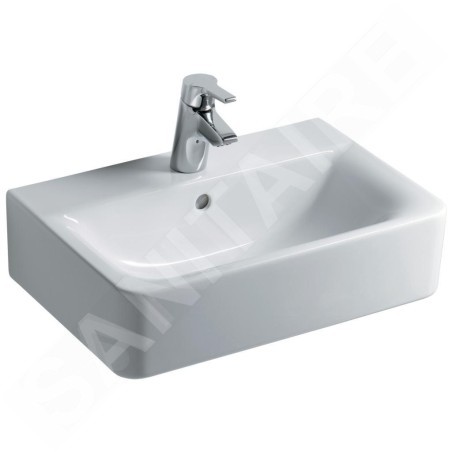 Ideal Standard Connect Space - Lavabo Cube 550x375x175 mm, avec déversoir, ouverture pour mitigeur, avec Ideal Plus, blanc