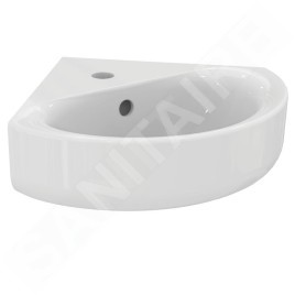 Ideal Standard Connect - Lavabo d’angle 480x440x160 mm, avec déversoir,  ouverture pour mitigeur, avec Ideal Plus, blanc E7136MA