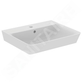Ideal Standard Connect Air - Lavabo Cube 550x460x160 mm, avec déversoir, ouverture pour mitigeur, avec Ideal Plus, blanc E0299MA