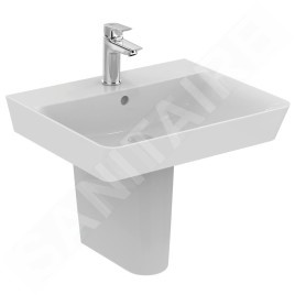 Ideal Standard Connect Air - Lavabo Cube 550x460x160 mm, avec déversoir, ouverture pour mitigeur, avec Ideal Plus, blanc E0299MA